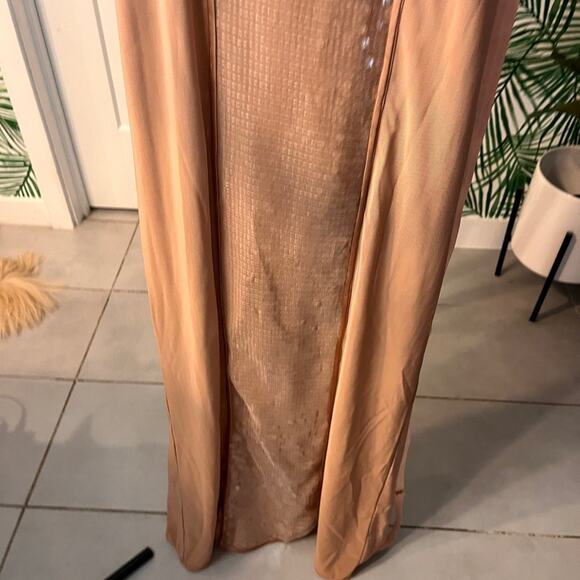 NWT House of CB Bonita Sequin Open Back Gown in Cafe Au Lait Sz Small - Picture 7 of 14